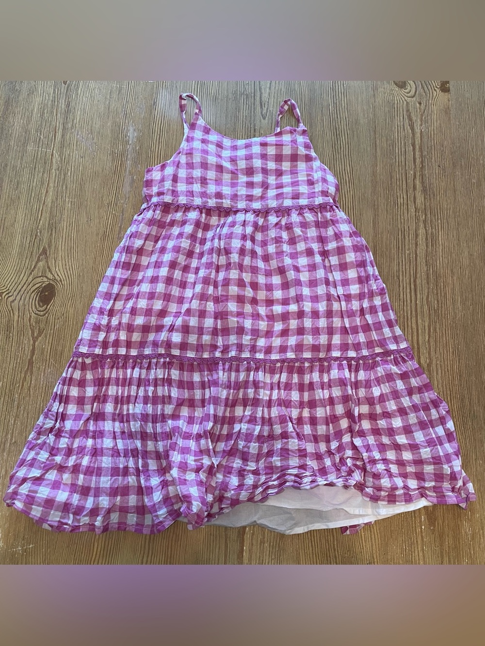 Janie and Jack Pinkish Purple and White Gingham Sundress